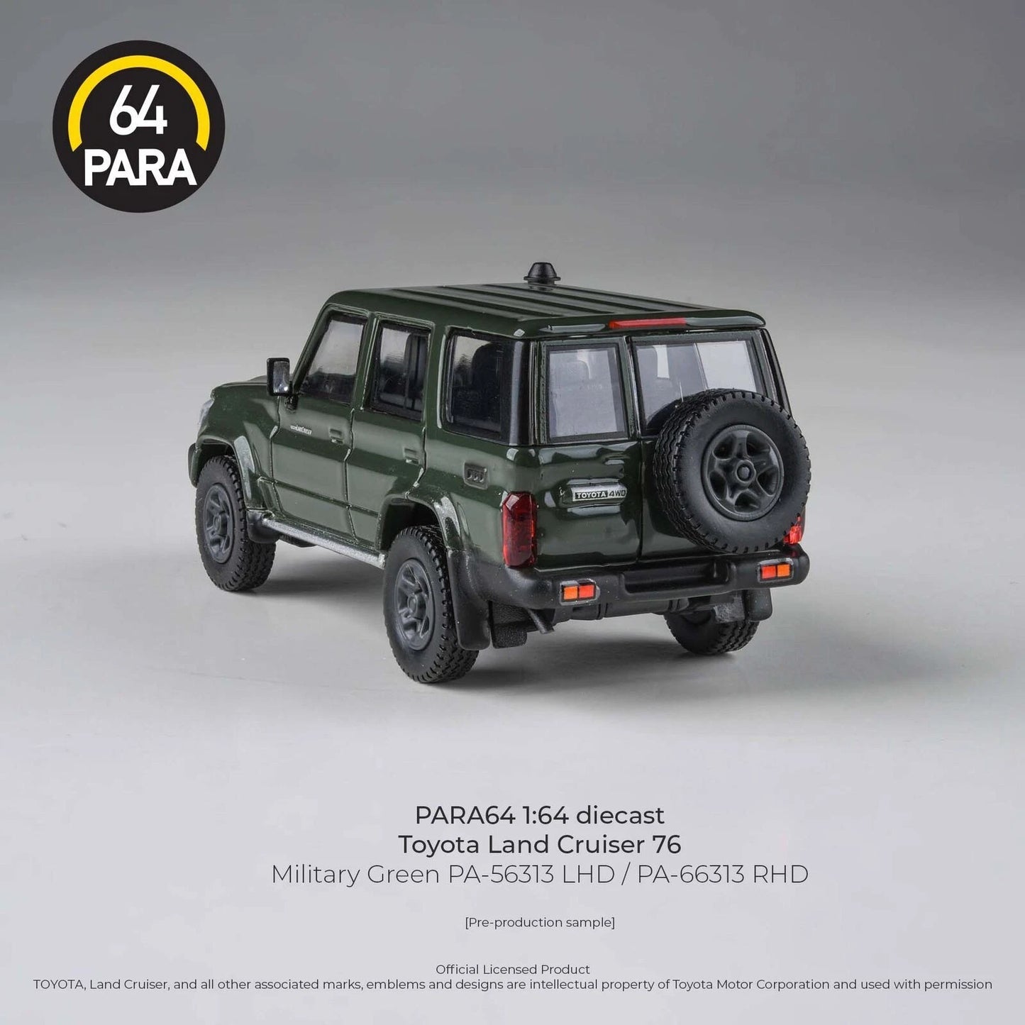 PARA64 1:64 2014 Toyota Land Cruiser LC76 Military Green (RHD) Diecast Model Car Collectible