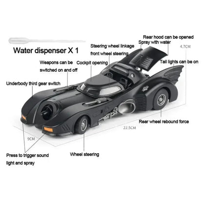 Joy Junction 1:24 Scale 1989 Batmobile Diecast Alloy Car Model – Black Finish | -Go Lights & Sound, Spray Effect, Shock Absorption (JJ211)