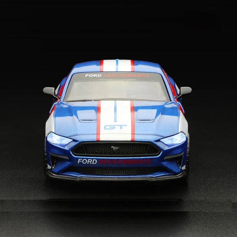 MSZ 1:32 2018 Ford Mustang GT Die-Cast Model Car – Blue |Pull Back, Openable Doors, Light & Sound (68702A)
