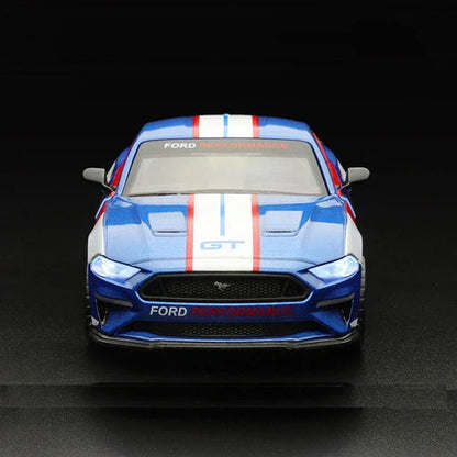 MSZ 1:32 2018 Ford Mustang GT Die-Cast Model Car – Blue |Pull Back, Openable Doors, Light & Sound (68702A)