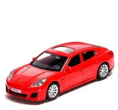 RMZ City Porsche Panamera Turbo 1:36 Die-Cast Car | Pull Back & Go | Openable Doors | Red / Black
