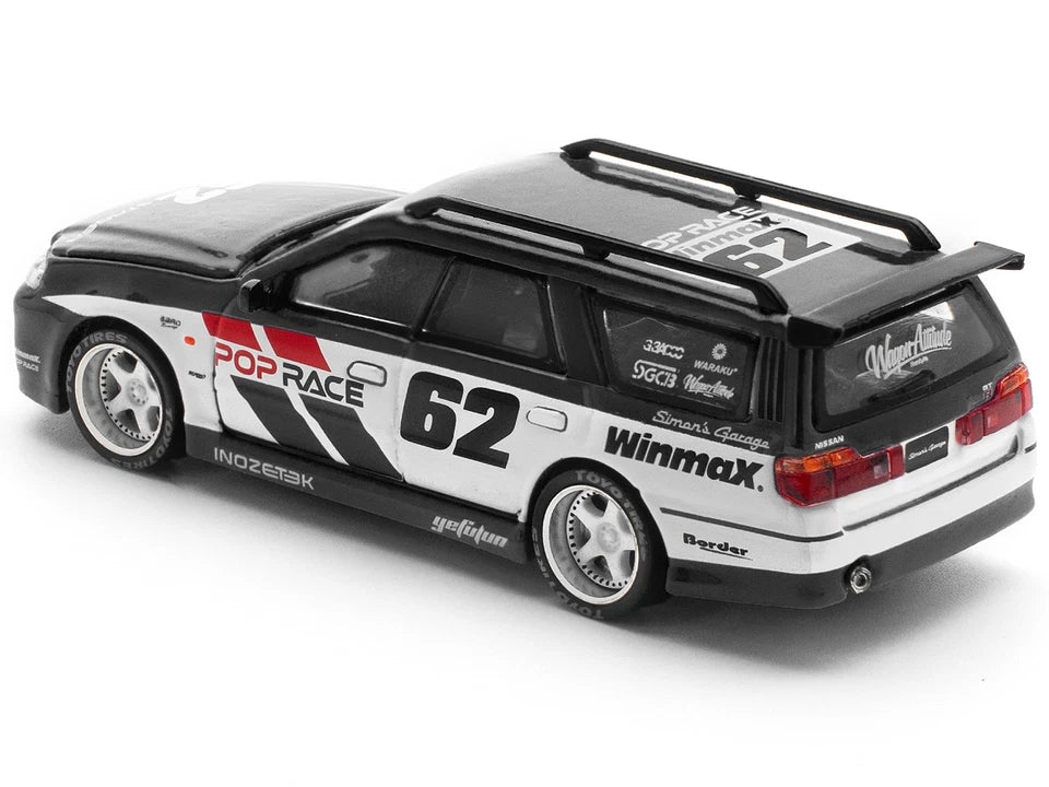 POP RACE 1:64 Nissan Stagea R34 Simon’s Garage #62 –  Scale Premium Diecast Collectible Model Car
