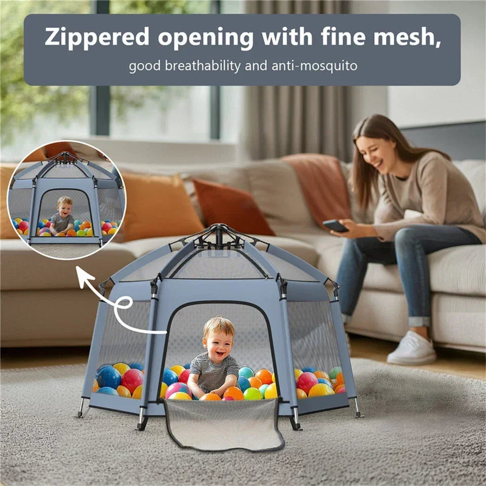 Breatoi Portable Playpen Tent House with UV Covers – Foldable Indoor & Outdoor Mesh Enclosure with Carry Bag (148cm)