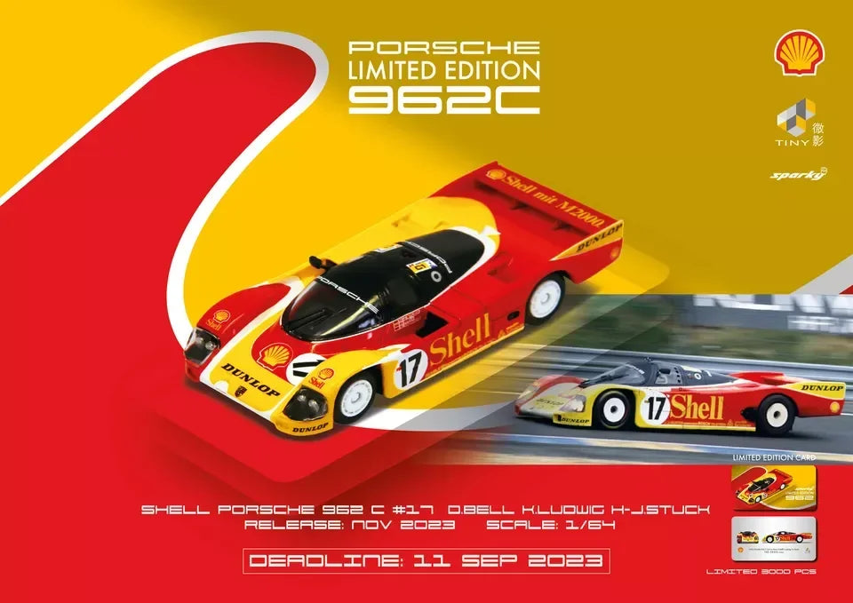 SPARKY 1/64 DIECAST Porsche 962C 2nd Le Mans D.Bell K.Ludwig H-J.Stuck SHELL 1988 #17 - Jaiman Toys