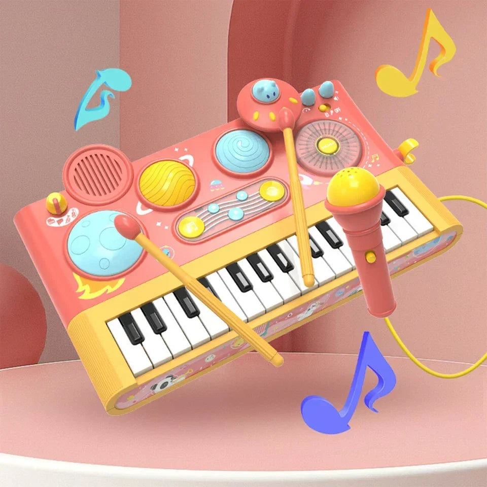 Early Learning Piano Keyboard Toy Infant Toys – Electronic Music Set with Microphone, Lights & Educational Modes for Kids & Toddlers - Jaiman Toys