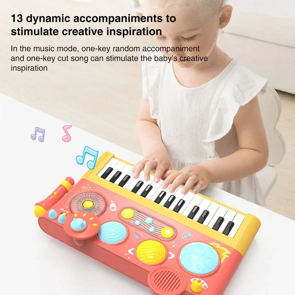 Early Learning Piano Keyboard Toy Infant Toys – Electronic Music Set with Microphone, Lights & Educational Modes for Kids & Toddlers - Jaiman Toys