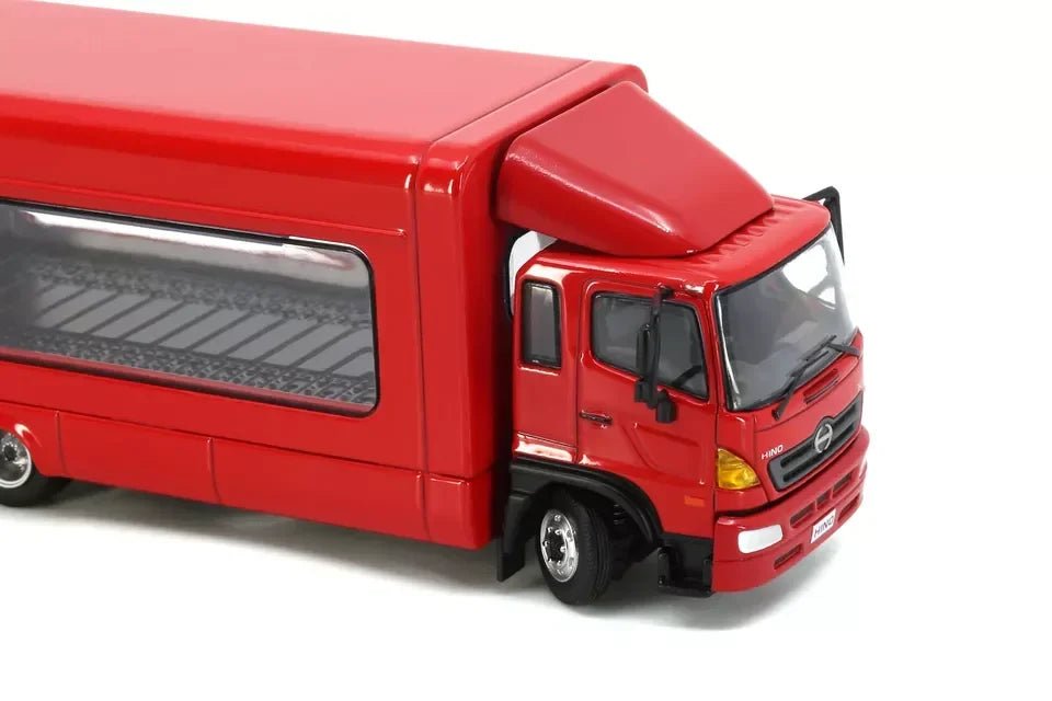 UNIQUE MODEL - Tiny City Die-cast Model Car - HINO500 Covered Vehicle Transporter (Red) - Jaiman Toys