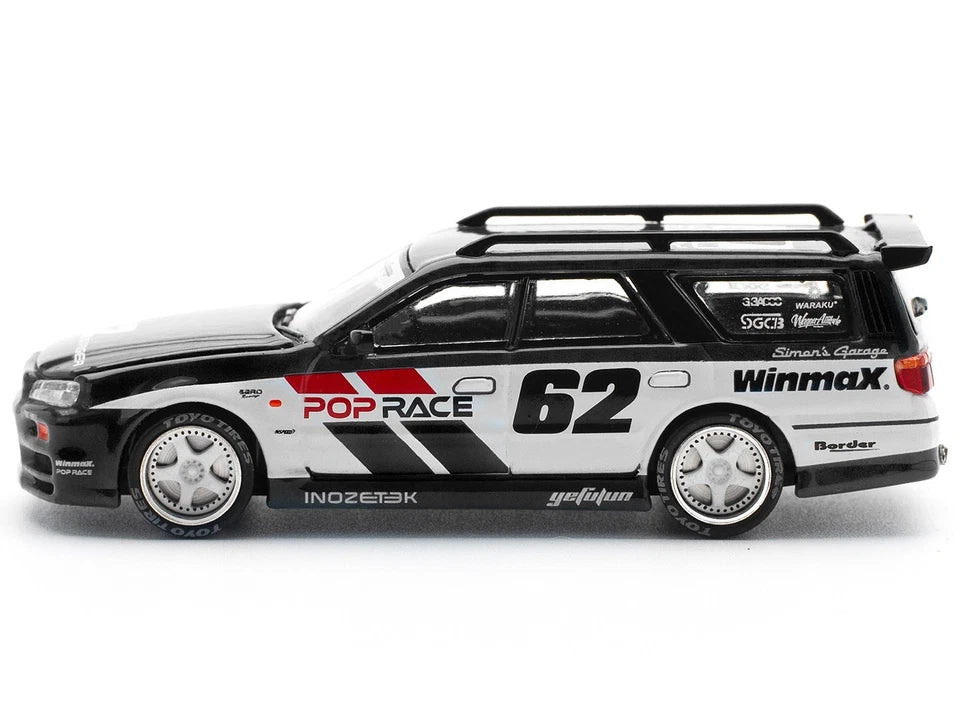 POP RACE 1:64 Nissan Stagea R34 Simon’s Garage #62 –  Scale Premium Diecast Collectible Model Car