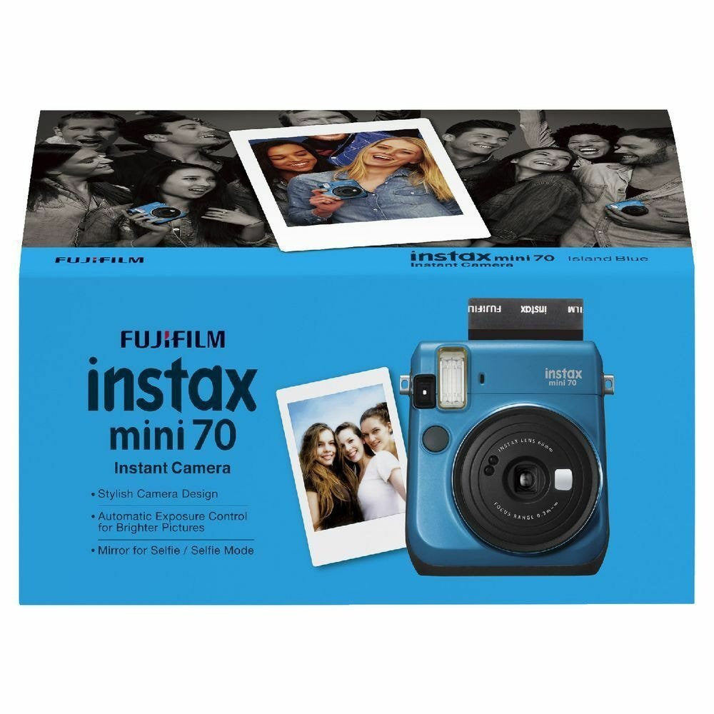 Fujifilm Instax Mini 70 Instant Camera (Blue) | Selfie Mode with Mirror | Auto Exposure | Hi-Key Mode | Built-in Flash | Credit Card Size Instant Prints