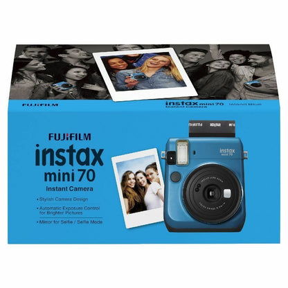 Fujifilm Instax Mini 70 Instant Camera (Blue) | Selfie Mode with Mirror | Auto Exposure | Hi-Key Mode | Built-in Flash | Credit Card Size Instant Prints