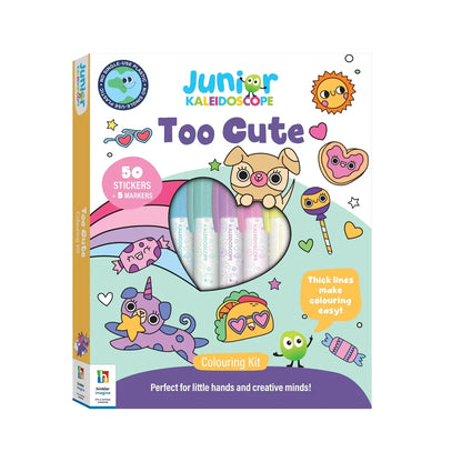 Junior Kaleidoscope Too Cute Colouring Kit- 50 Stickers and 5 Markers Age 3+ - Jaiman Toys