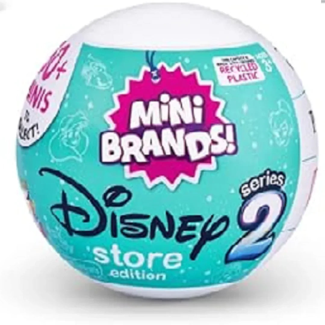 Mini Brands Disney Store Edition Series 2 collectible toy ball with turquoise and white packaging