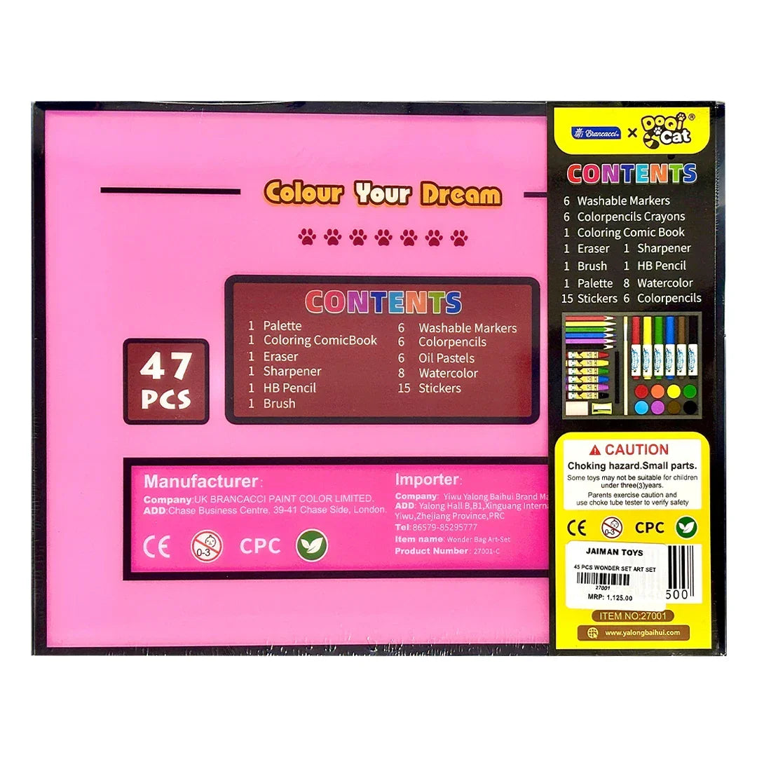 Wonder Bag Colour Your Dream Painting Set 47 pcs (Pink) - Jaiman Toys