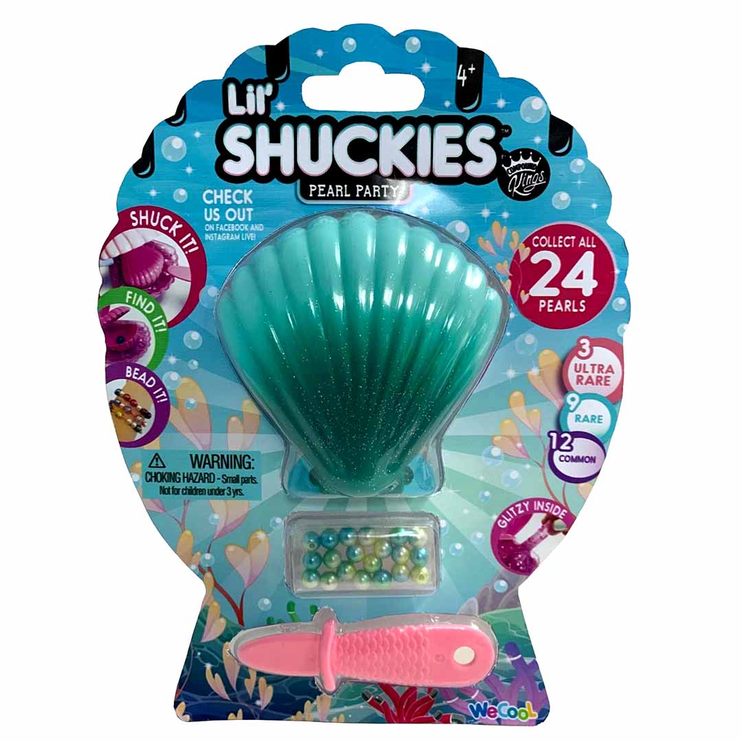 (Creased Pack) Lil Shuckies Pearl Party Surprise Shell Playset – Collectible Pearl Discovery Toy with Bracelet Making Activity