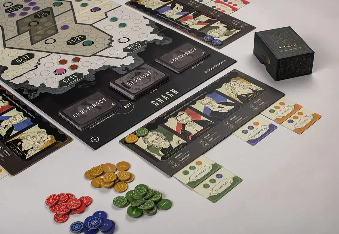 SHASN The Political Strategy Board Game for Adults and Children | 14+ Years | Epic Game of Politics, Ethics and Strategy | 3-5 Players | Multicolor - Jaiman Toys