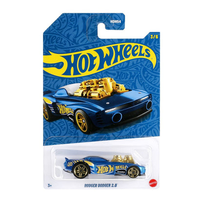 Hot Wheels Pearl & Chrome Collection Pack of 5 Die-Cast Model Cars | Fiat 500e, Ford Escort, Track Dwagon, Toyota Land Cruiser 80 & Rodger Dodger 2.0 | 1:64 Scale Collectible Set