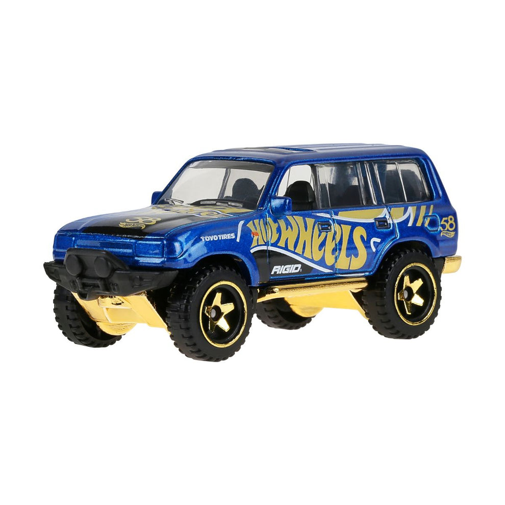 Hot Wheels Pearl & Chrome Collection Pack of 5 Die-Cast Model Cars | Fiat 500e, Ford Escort, Track Dwagon, Toyota Land Cruiser 80 & Rodger Dodger 2.0 | 1:64 Scale Collectible Set