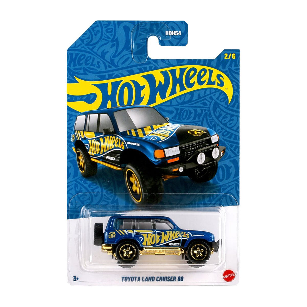 Hot Wheels Pearl & Chrome Collection Pack of 5 Die-Cast Model Cars | Fiat 500e, Ford Escort, Track Dwagon, Toyota Land Cruiser 80 & Rodger Dodger 2.0 | 1:64 Scale Collectible Set
