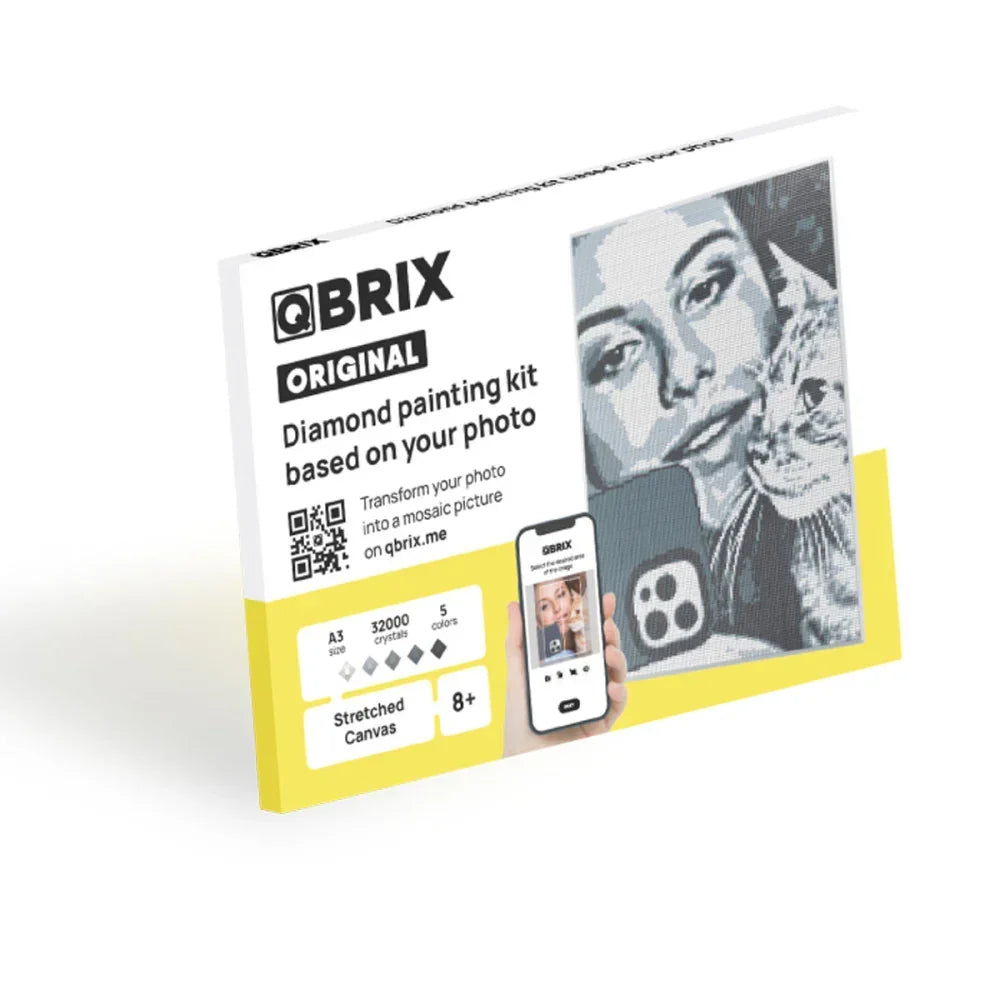 QBRIX A3  Original Diamond Painting Kit | Custom Photo Mosaic, 32,000 Crystals | Ages 14+