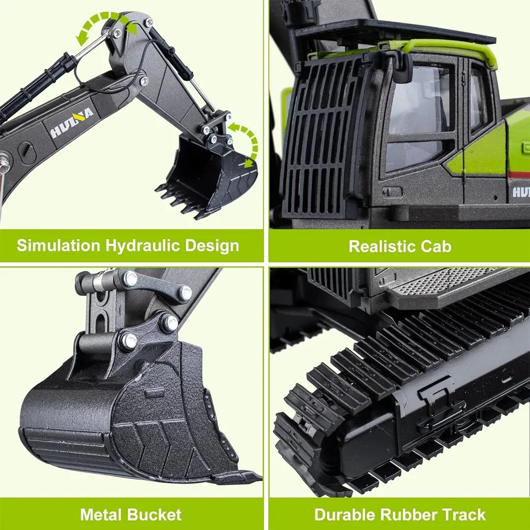 Huina 1661 1:18 RC Excavator | Full-Function Remote Control Construction Digger Toy
