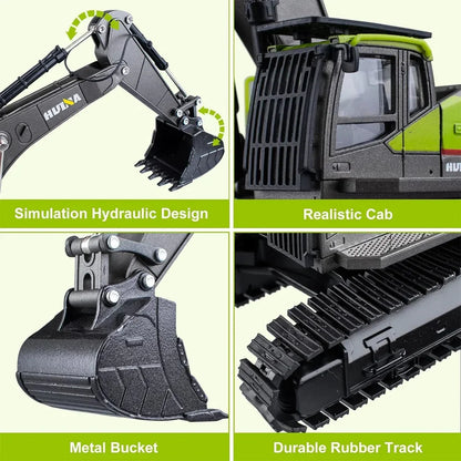 Huina 1661 1:18 RC Excavator | Full-Function Remote Control Construction Digger Toy