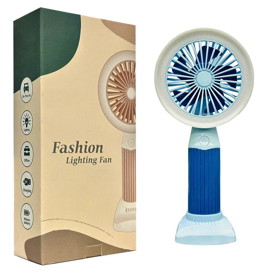 Fashion Lighting Fan Desktop Fan Mini Handheld Small Fan for Home, School USB Rechargeable & Portable Fan (Blue) - Jaiman Toys
