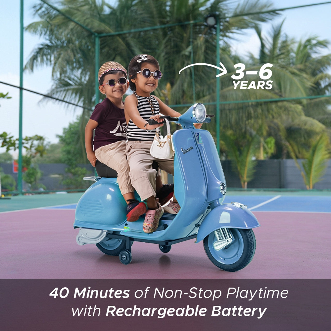EMotorad Formula Fun Vespa Ride-On Toy Scooter for Kids | Battery Operated Electric Scooter