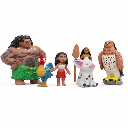 Moana 6-Piece Adventure Figure Playset with Maui, Moana, Pua, Hei Hei & Hawk – Disney Inspired Kids Toy Set