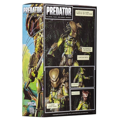 Predator Elder: The Golden Angel NECA action figure box featuring comic art and toy details