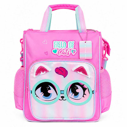 Vest Field of Cats Kids Backpack (32 x 26 cm) | Cute Cat-Themed School & Activity Bag with Side Mesh Pockets