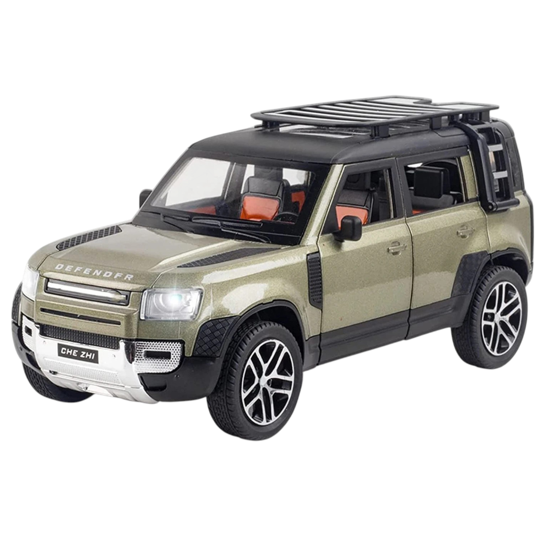 Joy Junction 1:24 Land Rover Defender 110 Diecast Model Car Toy with Light & Sound | Metal SUV Collection for Kids