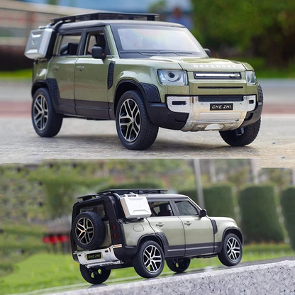 Joy Junction 1:24 Land Rover Defender 110 Diecast Model Car Toy with Light & Sound | Metal SUV Collection for Kids