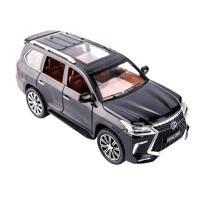 Joy Junction 1:24 Scale Lexus LX570 Diecast Car Model – Black Zinc Alloy Pull Back Toy Car with Sound & Light