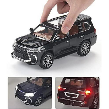 Joy Junction 1:24 Scale Lexus LX570 Diecast Car Model – Black Zinc Alloy Pull Back Toy Car with Sound & Light