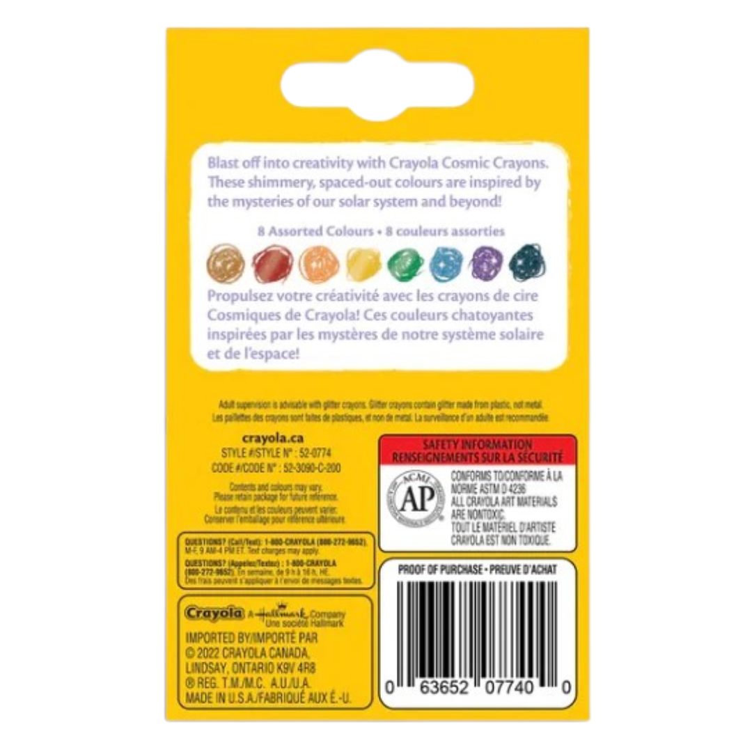 Crayola Cosmic Crayons, 8 Count | Metallic & Shimmer Coloring Crayons for Kids