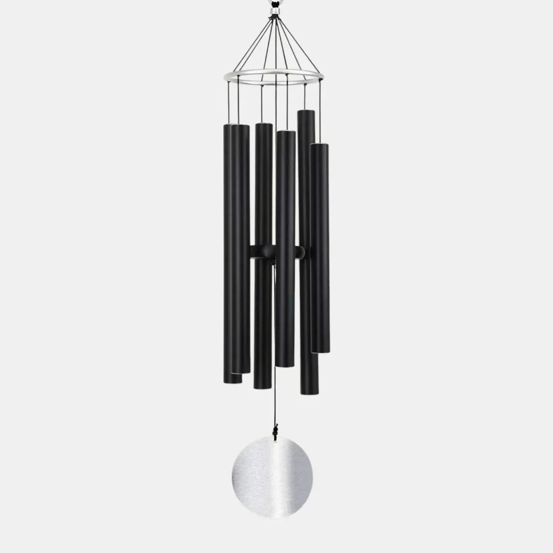 KallaG Aureole Wind Chime 28" – Tuned Aluminum Black 6 Pipes | Premium Home, Balcony & Garden Décor