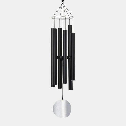 KallaG Aureole Wind Chime 28" – Tuned Aluminum Black 6 Pipes | Premium Home, Balcony & Garden Décor