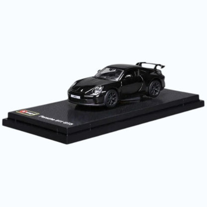 Bburago 1:64 Porsche 911 GT3 Black Diecast Model Car with Display Case