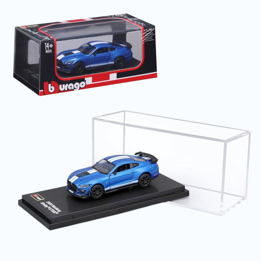 Bburago 1:64 2020 Ford Mustang Shelby GT500 Blue Diecast Model Car with Display Case