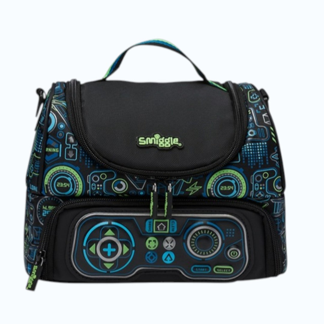 Smiggle Gamer Double Decker Lunch Bag for Kids | Insulated School Lunch Box with Strap