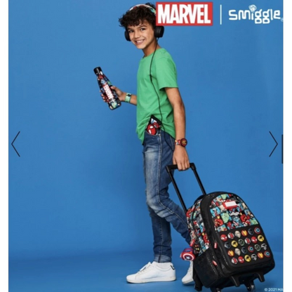 Smiggle Marvel Superhero Trolley School Bag – Kids Wheeled Backpack with Extendable Handle & Spacious Compartments