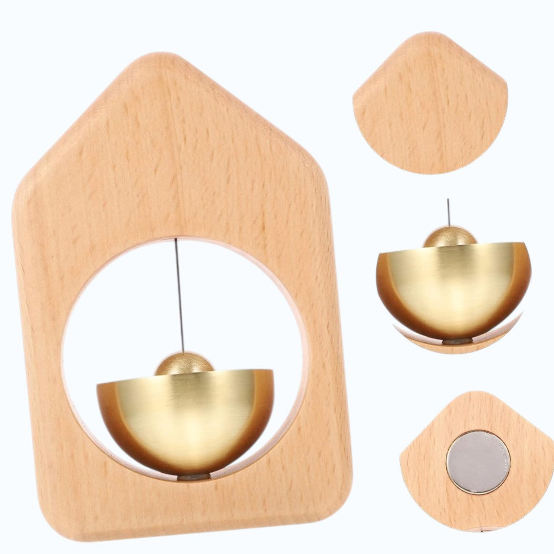 Modern Wooden Balance Sculpture with Hanging Metal Bowl – Decorative Desk Ornament & Home Décor Accent