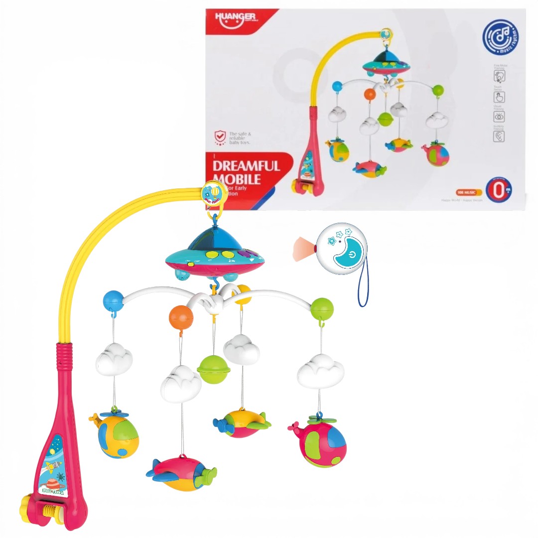 Huanger Dreamful Mobile Baby Crib Mobile – Musical Rotating Cot Mobile with Hanging Toys (0+ Months)