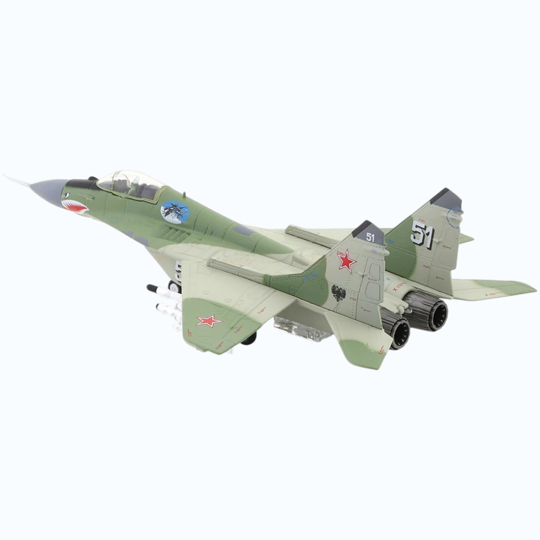 MiG-29 Fulcrum Russian Fighter Jet 1:100 Diecast Military Aircraft Model with Display Stand | Collectible Plane