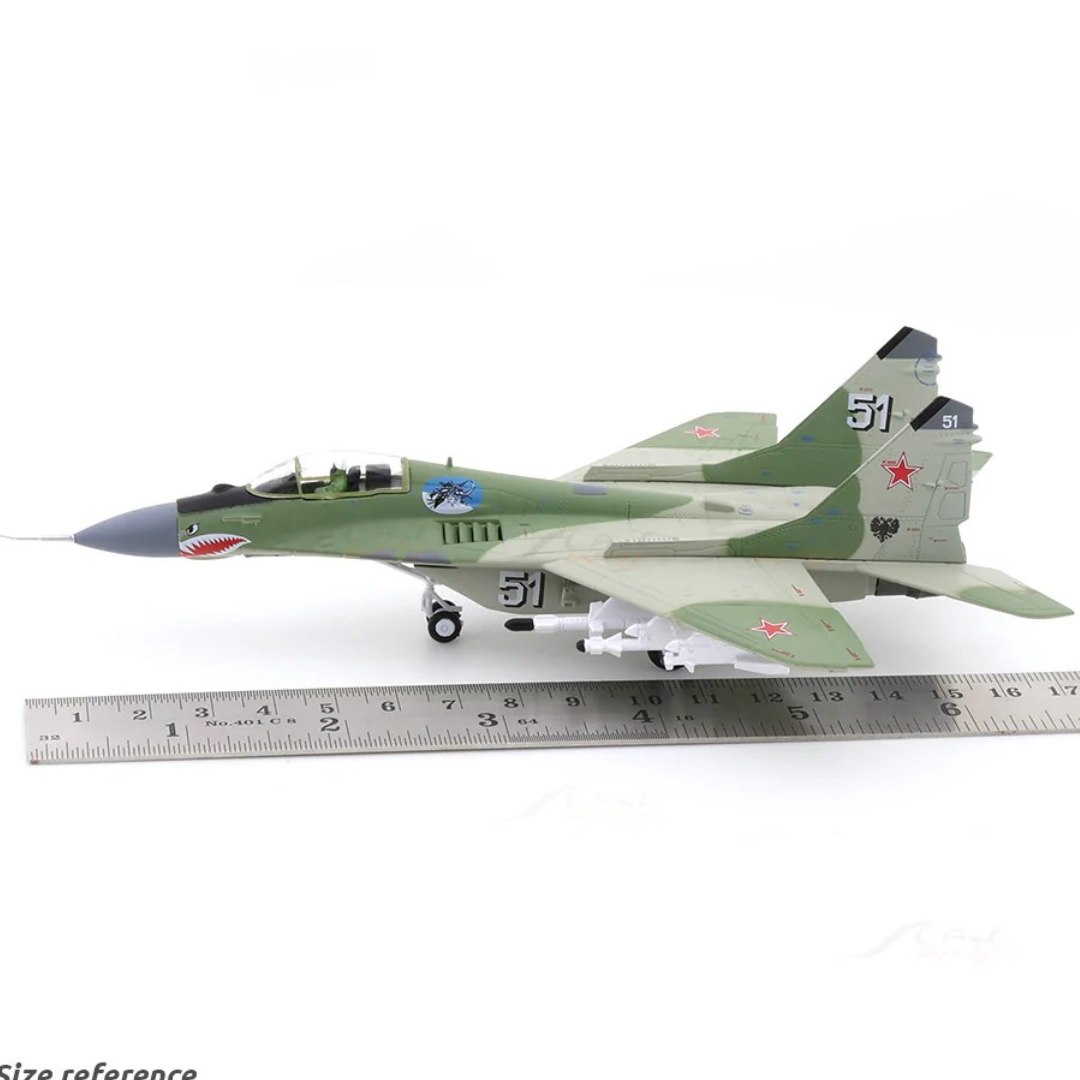 MiG-29 Fulcrum Russian Fighter Jet 1:100 Diecast Military Aircraft Model with Display Stand | Collectible Plane