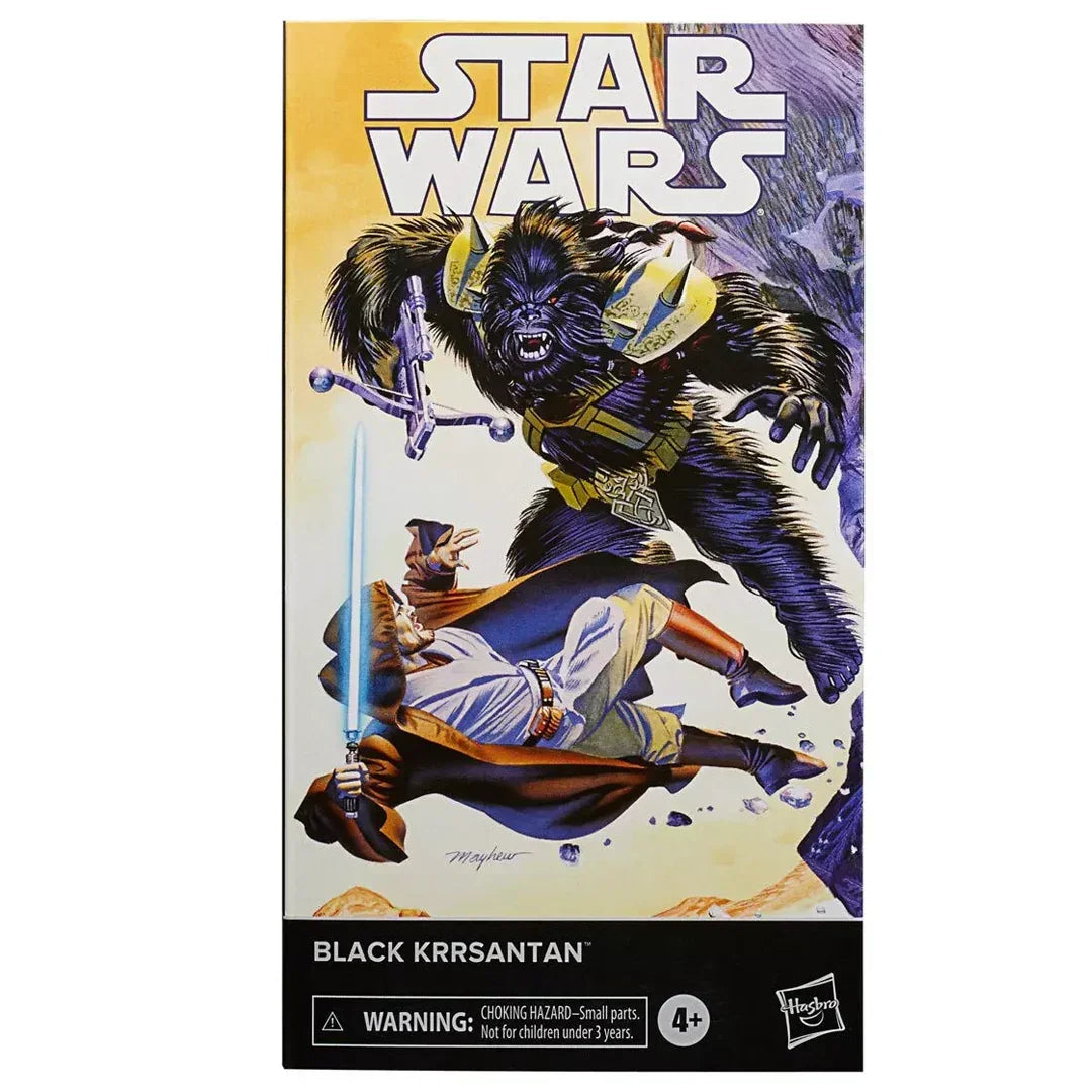Star Wars Black Krrsantan action figure box with dynamic illustrated battle scene