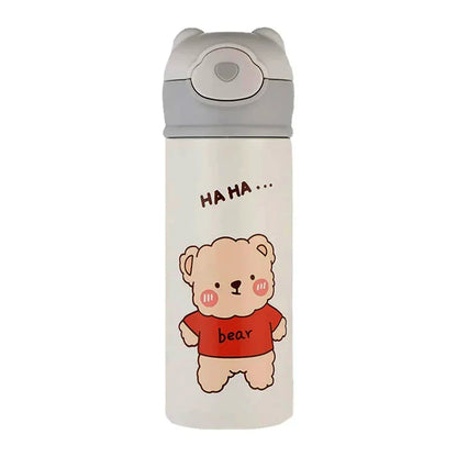 Vacuum Insulated Water Bottle with Straw, Leak-Proof Stainless Steel 14OZ | 410 ML (White) - Jaiman Toys