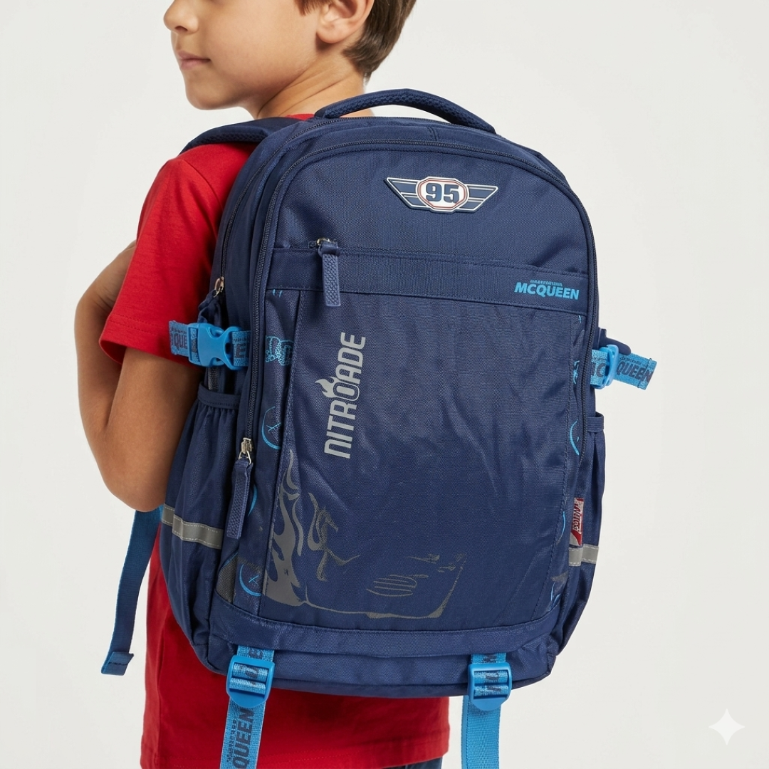 Pixar Cars School Backpack for Kids – Nitroade Lightning McQueen School Bag |18Inch Large Kids Backpack