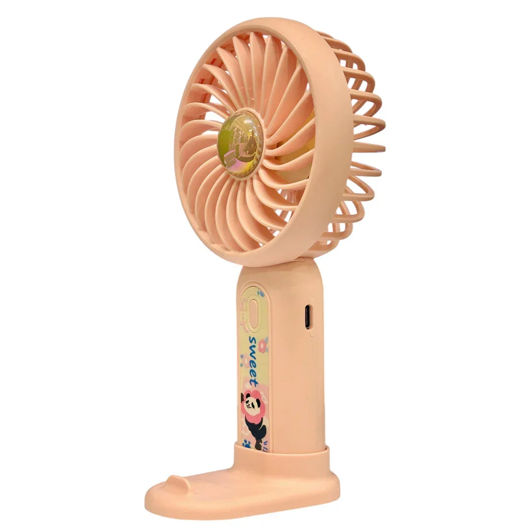 Mint Milk Peach Desktop Fan Mini Handheld Small Fan for Home, School USB Rechargeable & Portable Fan (Pink) - Jaiman Toys