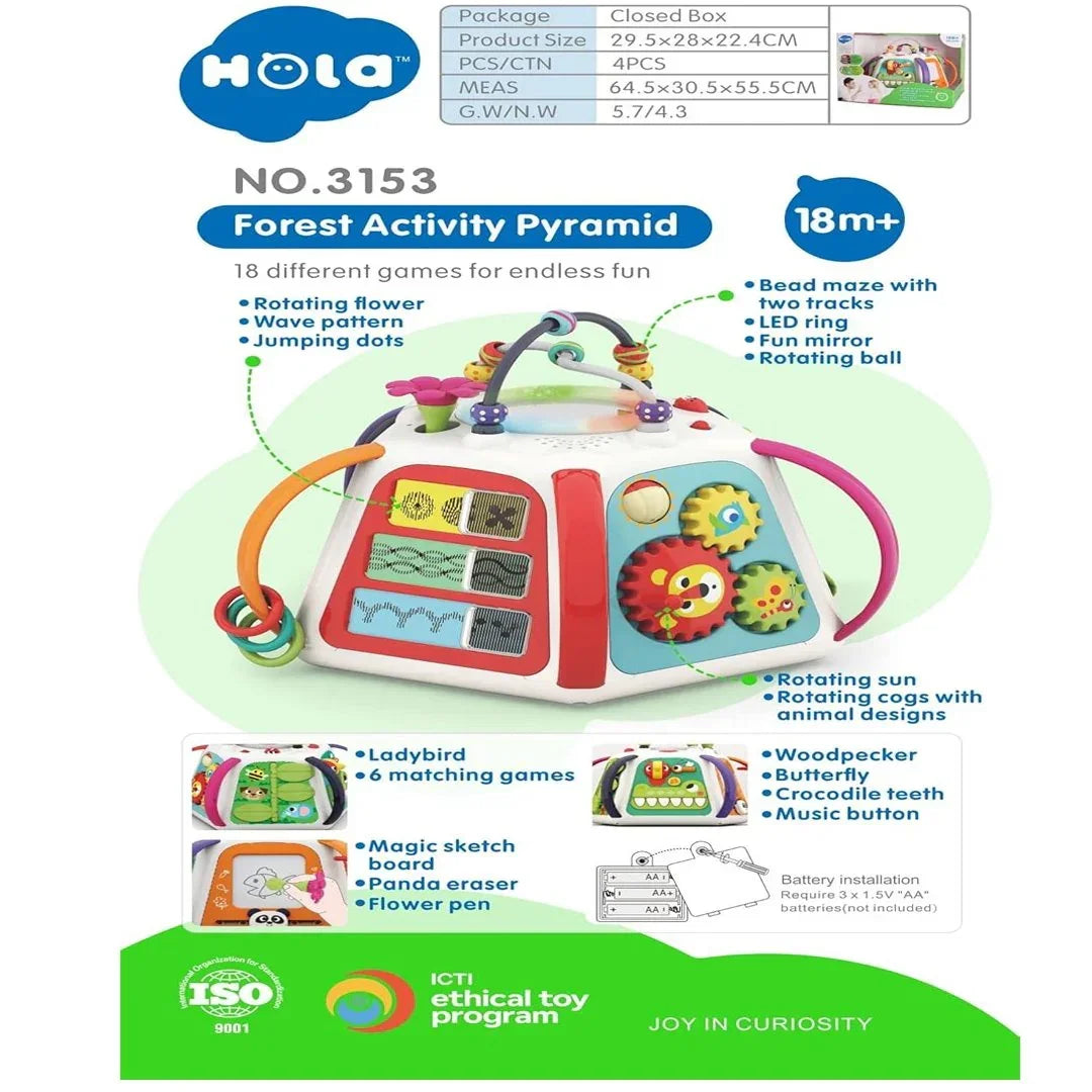 "HOLA Forest Activity Pyramid: Multi-Game Fun with Lights, Music &amp; Sound Effects – Perfect Gift for Boys &amp; Girls Aged 18 Months to 3 Years" - Jaiman Toys